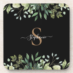 Dessous-de-verre Élégant Eucalyptus Botanical Gold Monogramme
