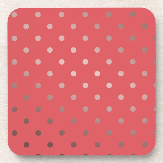 Dessous-de-verre élégant faux rose or rouge pois (Devant)