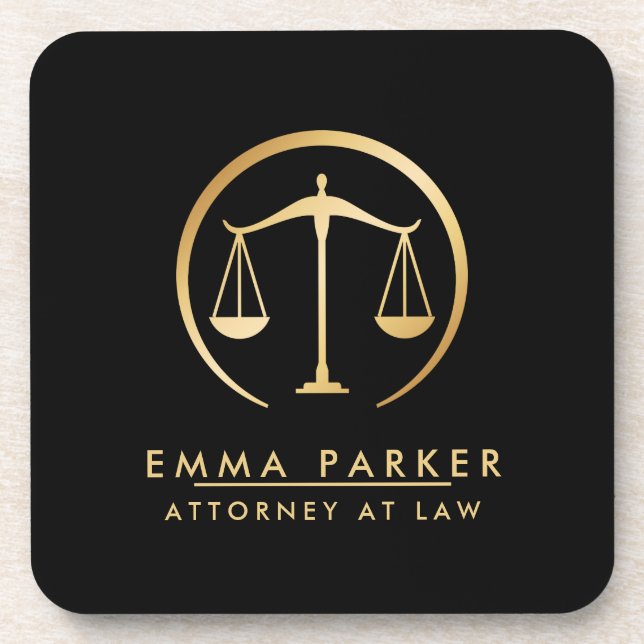 Dessous-de-verre Elegant Gold & Black Lawyer Black (Devant)