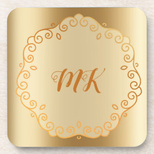 Dessous-de-verre Elégant Gold Doily Design Monogramme