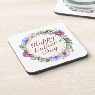 Dessous-de-verre Elegant Happy Mother's Day Floral Frame Coaster