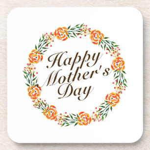Dessous-de-verre Elegant Mother's Day Floral Wreath   Coaster