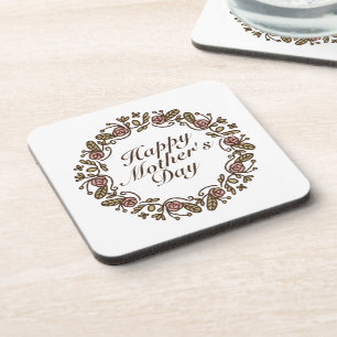 Dessous-de-verre Elegant Mother's Day Floral Wreath   Coaster