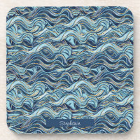 Élégant Motif à vague bleue avec accents or