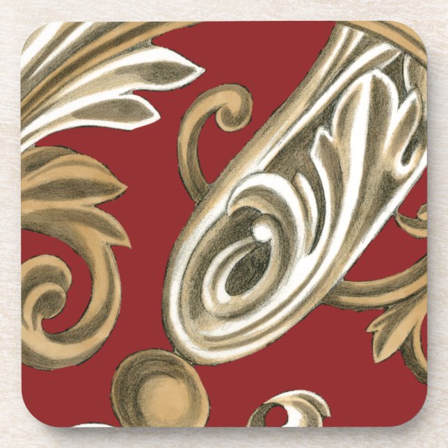 Dessous-de-verre Elégant Motif Botanique avec Foliage Tan (Devant)