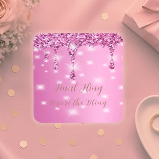 Dessous-de-verre Élégant paillettes rose chaud goutte à goutte ente