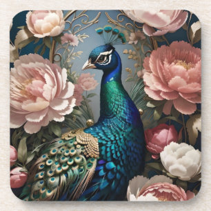 Dessous-de-verre Élégant Peacock Pink Peonies