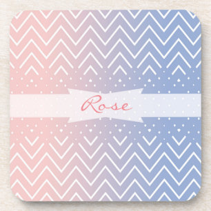 Dessous-de-verre Elégant quartz rose bleu pastel Chevron Nom