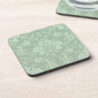 Élégant Romantique Chic Floral Damask-Sage Vert
