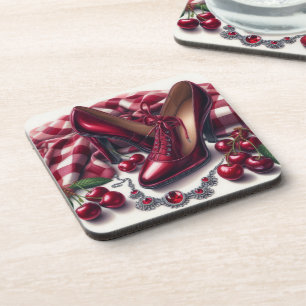 Dessous-de-verre Élégant talons rouges hauts avec cerise