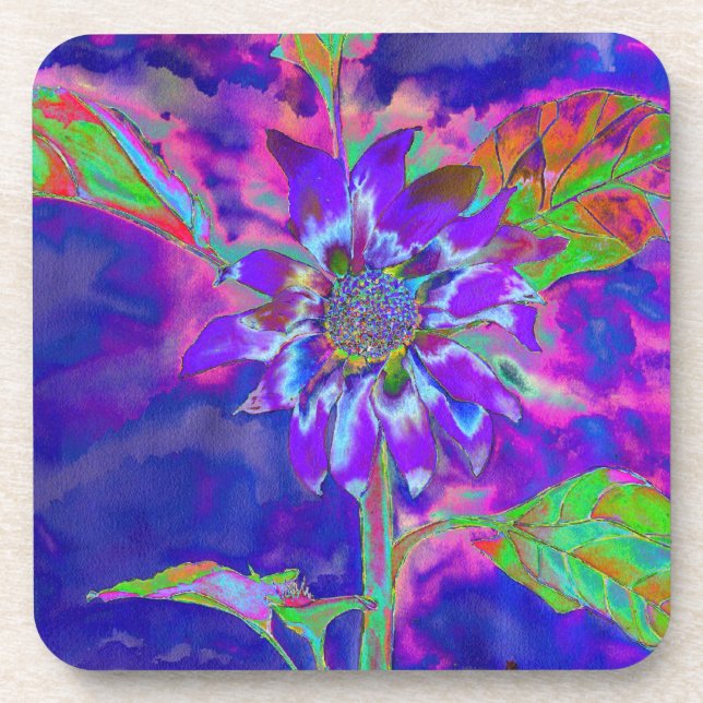 Dessous-de-verre Élégant tournesol à fleurs violettes (Devant)