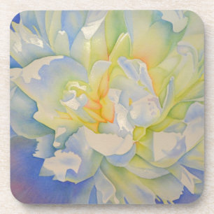 Dessous-de-verre Elégante aquarelle fleurie de pivoine blanche