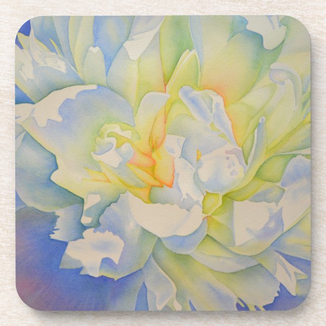 Dessous-de-verre Elégante aquarelle fleurie de pivoine blanche (Devant)