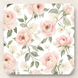 Dessous-de-verre Elégante aquarelle pivoine et Rose motif floral