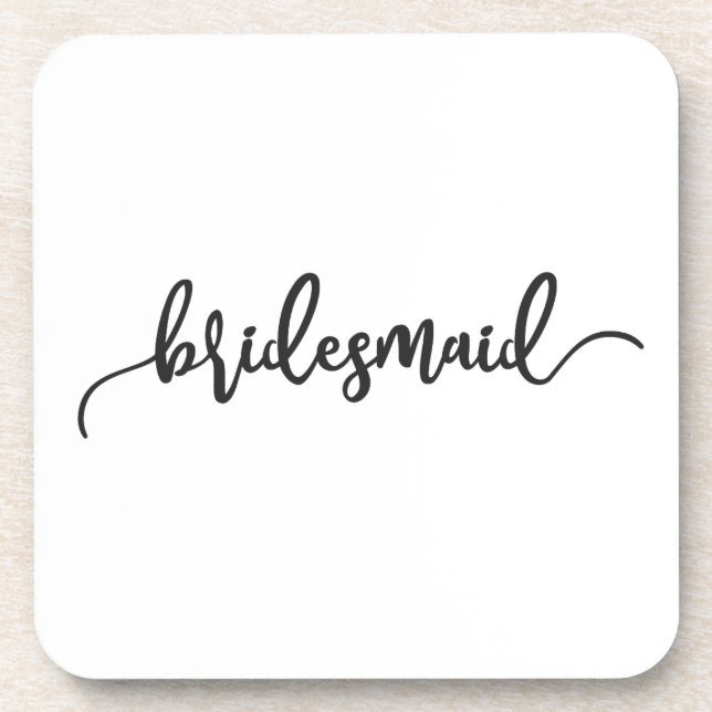 Dessous-de-verre Élégante calligraphie Mariage de Bridesmaid | DESS (Devant)