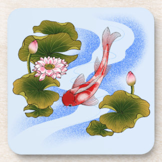 Dessous-de-verre Élégante carpe de koi dans un étang de lotus