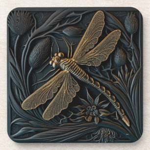 Dessous-de-verre Elégante libellule d'or en Filigree de bronze