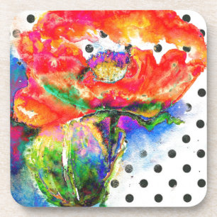 Dessous-de-verre Elégante peinture abstraite à l'aquarelle rouge