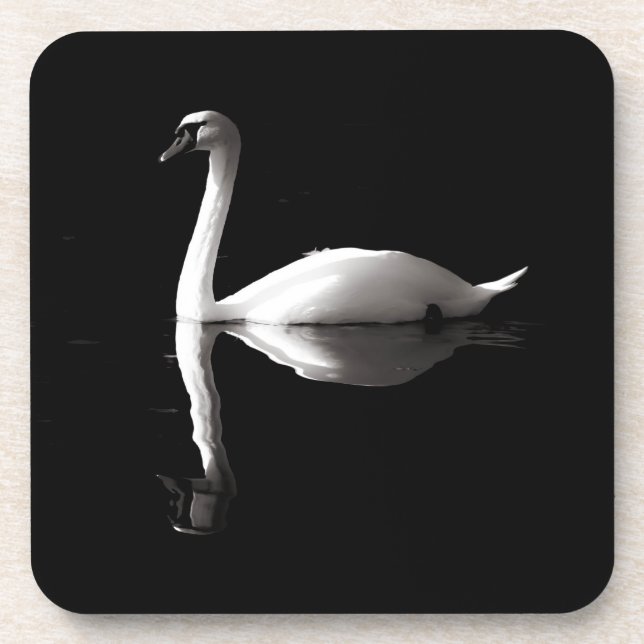 Dessous-de-verre Élégante Réflexion Du Cygne Blanc Sur Black Lake (Devant)