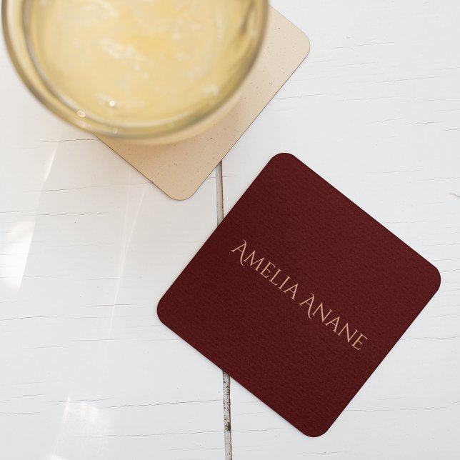 Dessous-de-verre Élégante typographie rouge foncé et rose pâle (Créateur téléchargé)