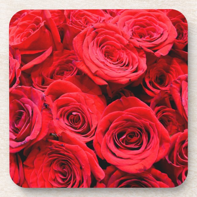 Dessous-de-verre Élégantes fleurs rouges à fleurs rouges Roses roug (Devant)