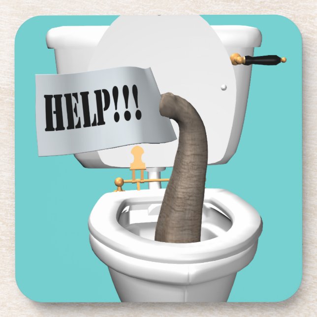 Dessous-de-verre Eléphant Coincé Dans Les Toilettes (Devant)