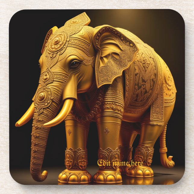 Dessous-de-verre Éléphant Doré Royal (Devant)
