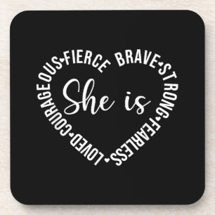 Dessous-de-verre Elle Est Aimée Courageuse Fierce Brave Fearle Fort