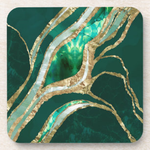 Dessous-de-verre Emerald Green et Gold abstrait