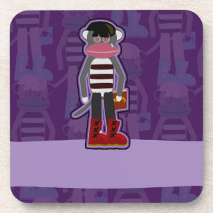 Dessous-de-verre Emo Sock Monkey Purple Cartographie Art Design
