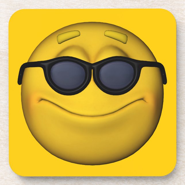 Dessous-de-verre Emoticon avec lunettes de soleil (Devant)