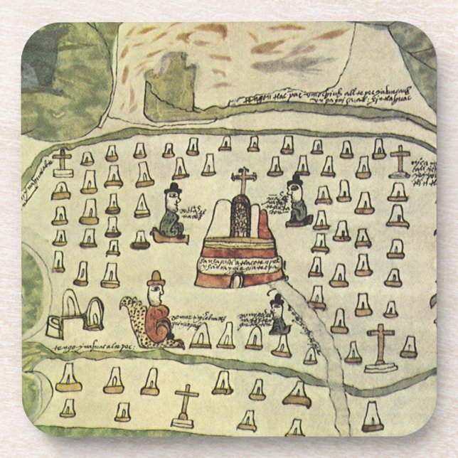 Dessous-de-verre Empire aztèque de Montezuma, carte du monde antiqu (Devant)