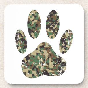 Dessous-de-verre Empreinte de patte de chien Camo en détresse