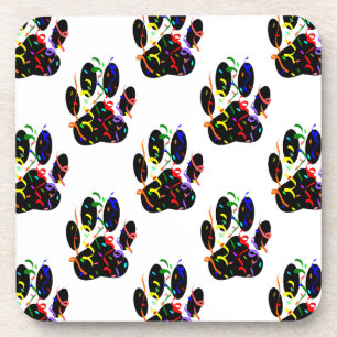 Dessous-de-verre Empreintes de pattes Confetti Et Motif Party Strea