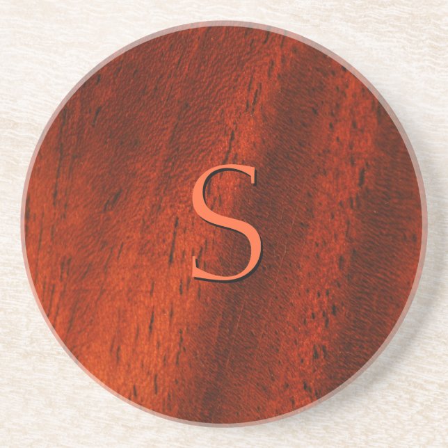 Dessous de verre en bois de monogramme de cerise (Devant)