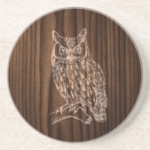 Dessous de verre en bois de pierre de hibou de