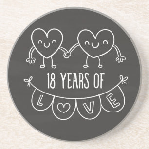 Dessous De Verre En Grès 18th Anniversary Gift Chalk Hearts