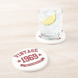 Dessous De Verre En Grès 1969 Vintage Âgé À La Perfection