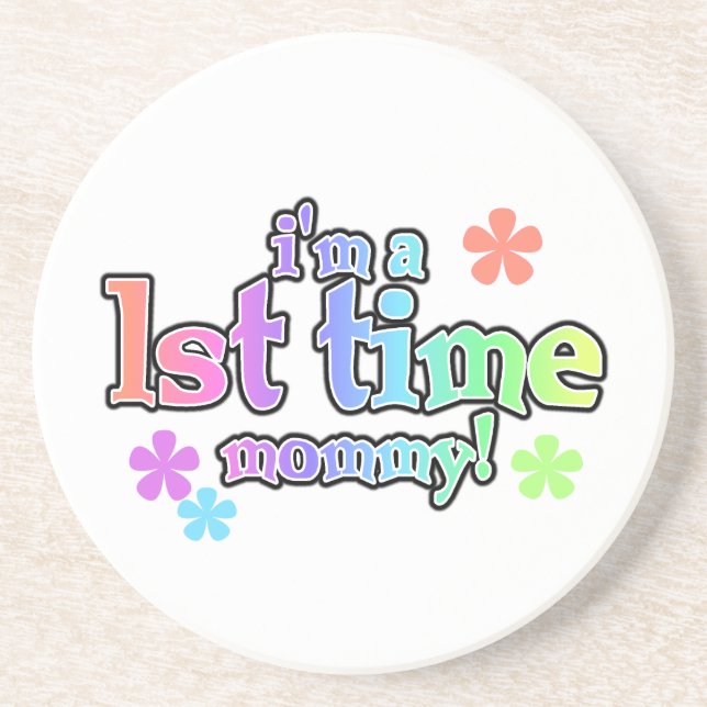 Dessous De Verre En Grès 1ère fois Mommy Rainbow Text Cadeaux (Devant)