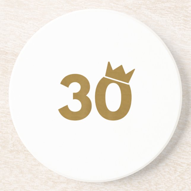 Dessous De Verre En Grès 30 Couronne d'or - 30e cadeau d'anniversaire (Devant)