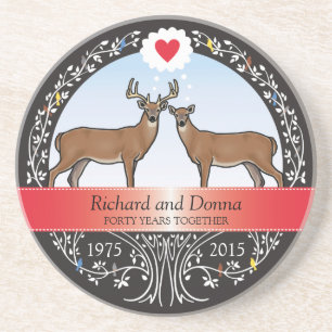 Dessous De Verre En Grès 40e anniversaire de Mariage personnalisé, Buck & D