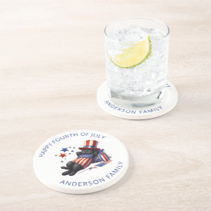 Dessous De Verre En Grès 4 juillet de chat noir pâle