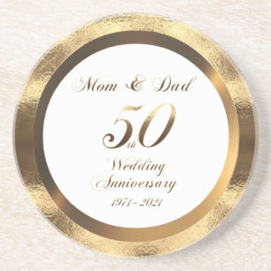 Dessous De Verre En Grès 50e anniversaire de Mariage d'or pour Maman et Pap