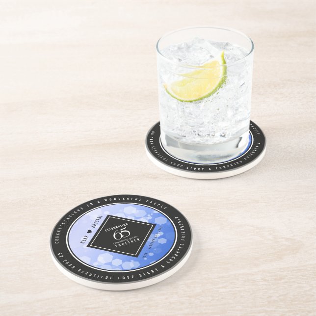 Dessous De Verre En Grès 65e anniversaire de l'élégant Mariage Blue Sapphir (Côté)