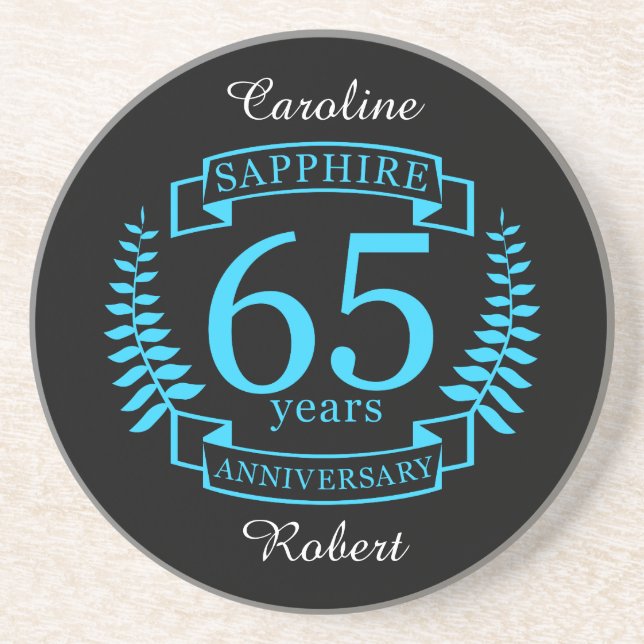 Dessous De Verre En Grès 65e ANNIVERSAIRE Mariage SAPPHIRE (Devant)