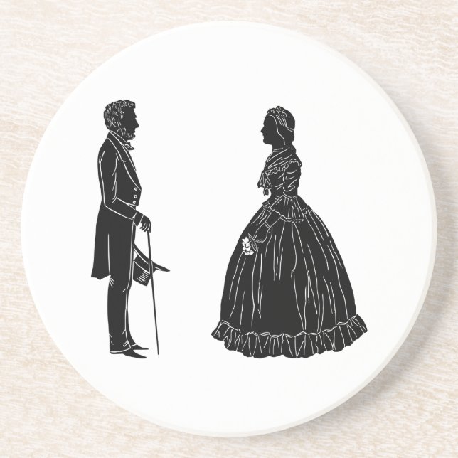Dessous De Verre En Grès abraham lincoln mary todd lincoln silhouette (Devant)