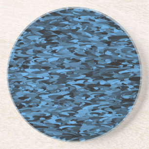 Dessous De Verre En Grès Abstrait Motif bleu noir