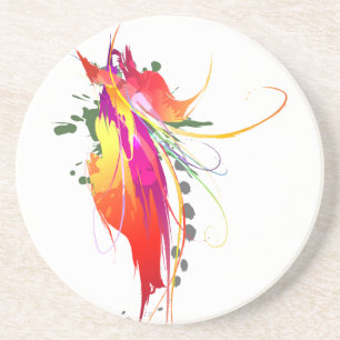 Dessous De Verre En Grès Abstrait Oiseau de Paradise Paint Splatters