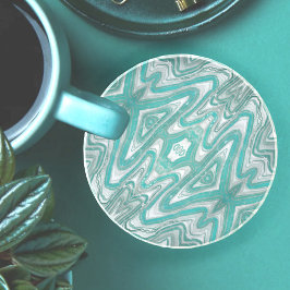 Dessous de verre en grès Abstrait turquoise et gri