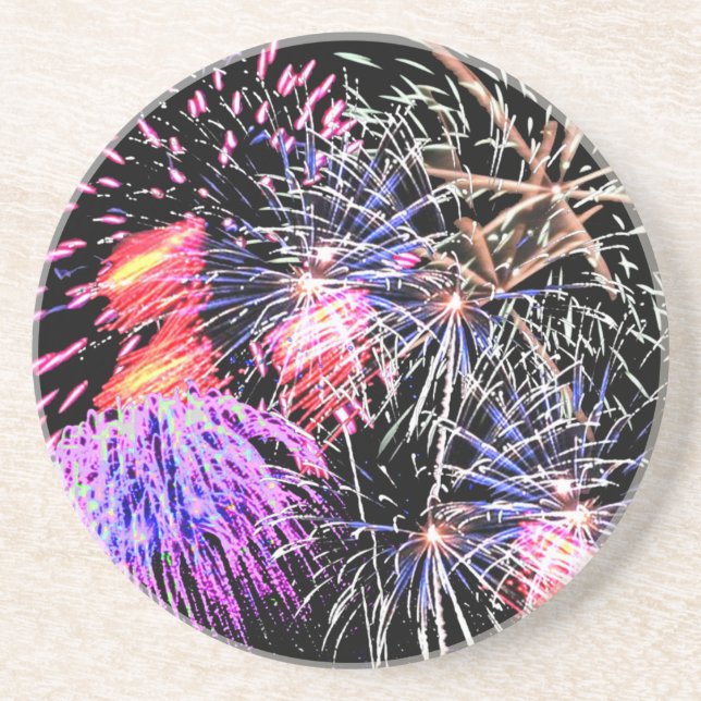 Dessous De Verre En Grès Affichage Fireworks (Devant)